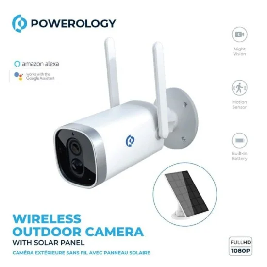 Powerology Wireless Outdoor Camera With Solar Panel